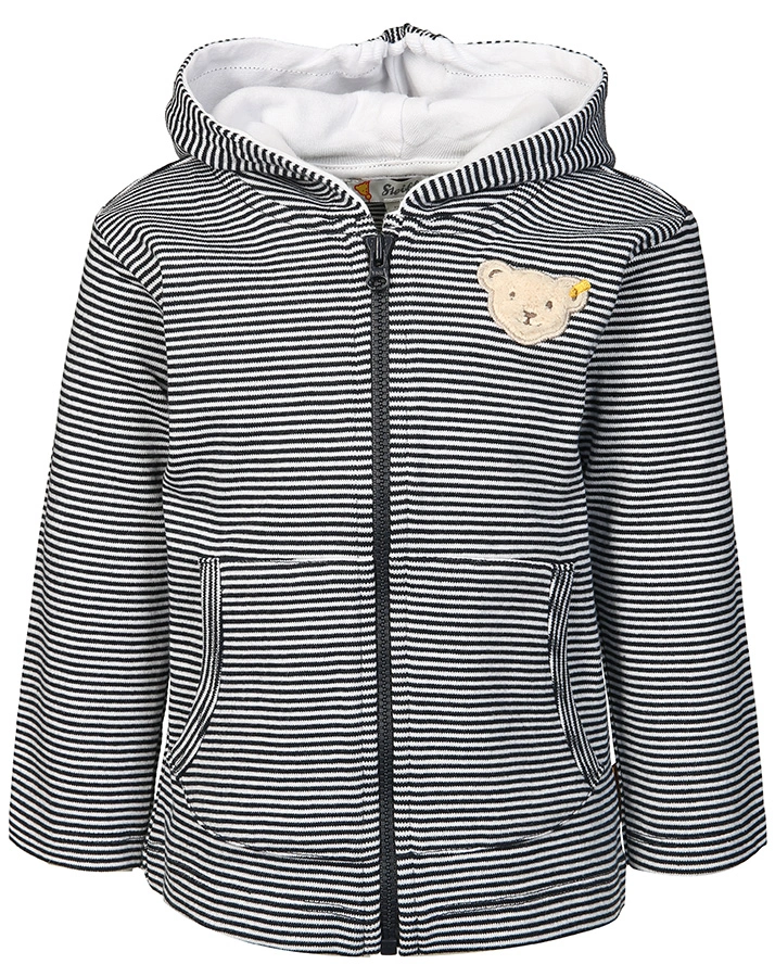 Kapuzenjacke BASIC geringelt in navy/weiß