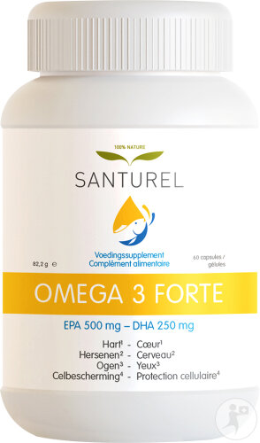 Santurel Oméga 3 Forte 500 EPA 250 DHA Cœur/Cerveau/Yeux 60 Gélules