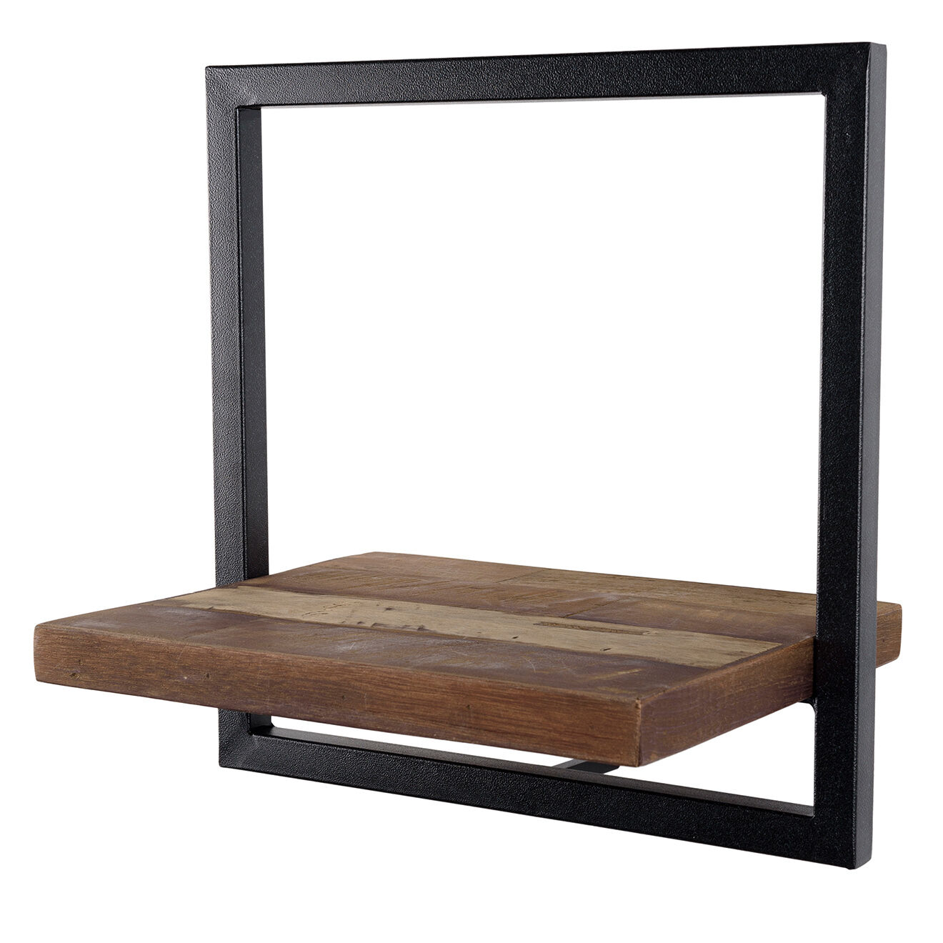 Macabane Étagère murale métal S Alida noir/marron - 35x25x35 cm