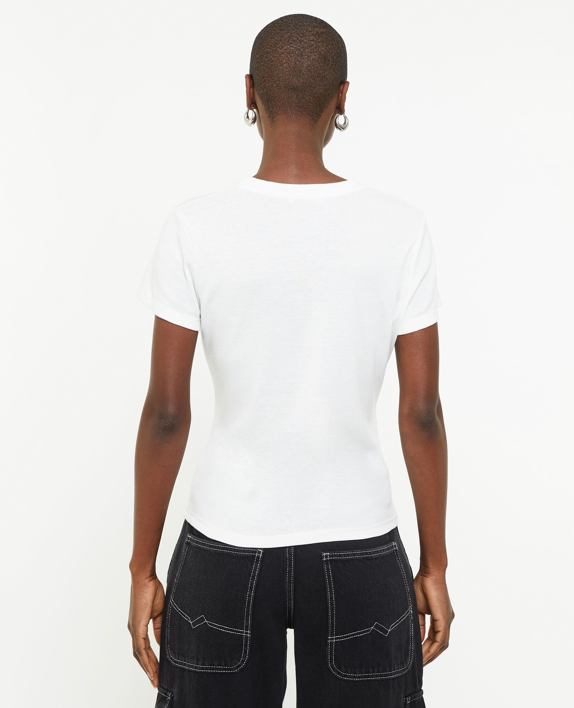T-shirt manches courtes avec flocage velours - Blanc