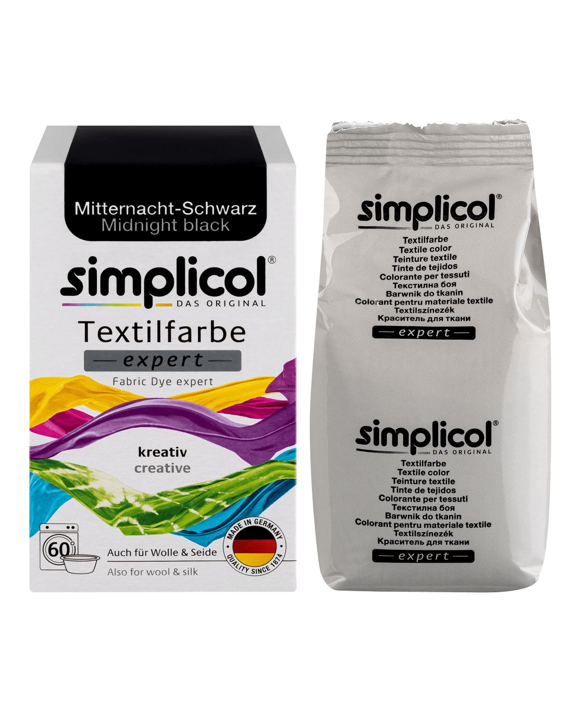 (150g) Expert Textil Farbe Batik Stoff Farbpulver (1718) - Mitternacht Schwarz