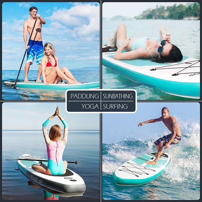 ADVENOR Paddle Board 11'x33 x6 Extra Wide Inflatable Stand Up Paddle Board with Adjustable Paddle,Backpack,Waterproof Bag,Leash,and Hand Pump,Repair Kit