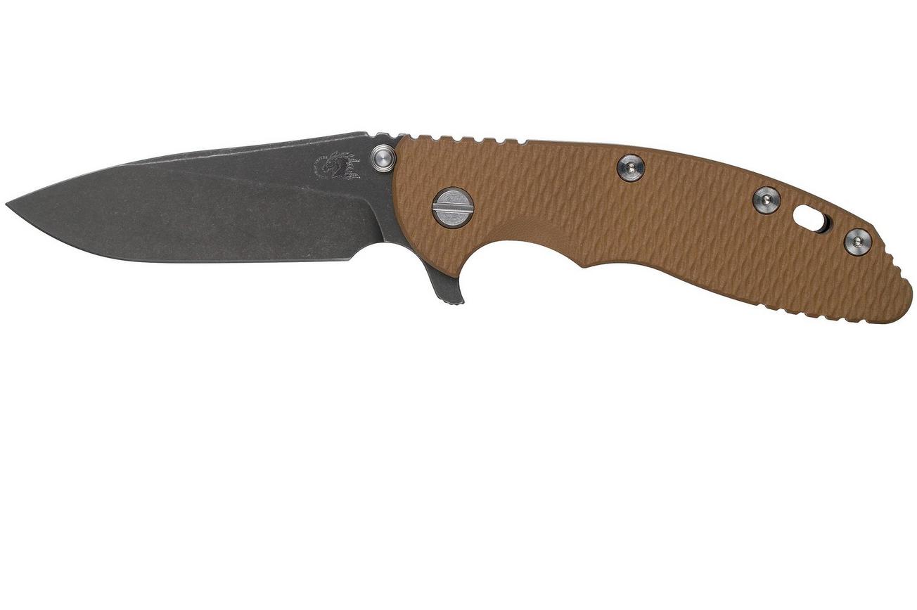 Rick Hinderer XM18 3,5” Slicer CPM 20CV Battle Black DLC, Coyote Brown G10, zakmes