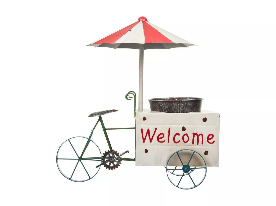Tricycle porte-fleurs en métal 49x34x52h