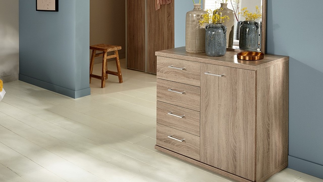 Commode Bienne met 4 laden en 1 deur truffel eiken