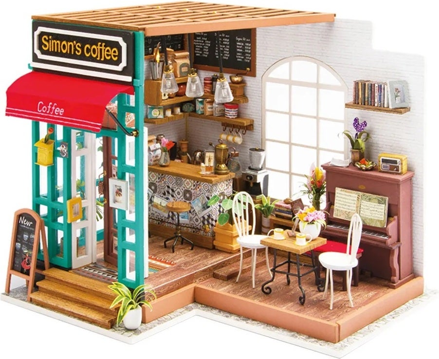 Robotime 3D puzzel Rolife Simon's koffiehoek 22,6 x 19 x 19,4 cm
