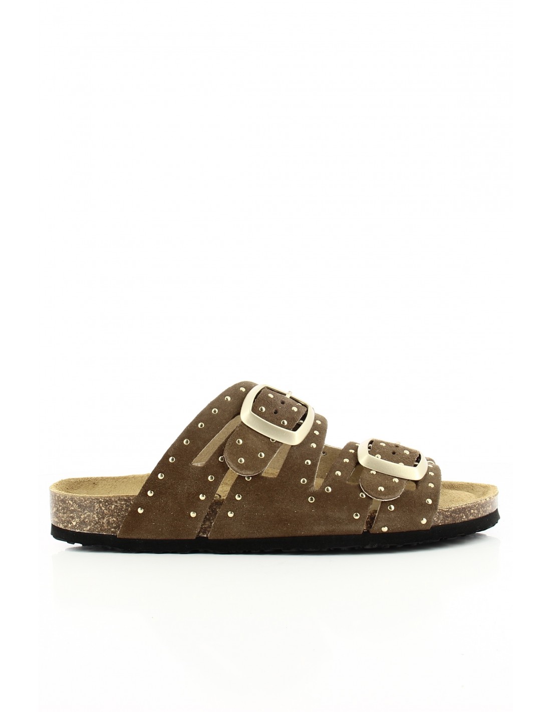 plakton Mules Femme Bermudas Cuir Marron