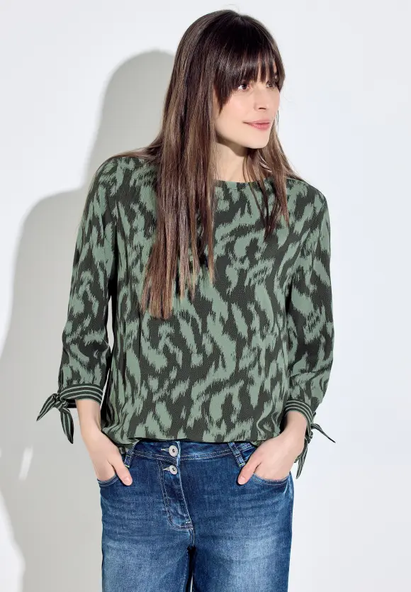 Print Mix Bluse - strong khaki