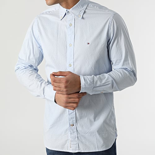 Chemise Manches Longues Soft Micro Print 3119 Bleu Clair