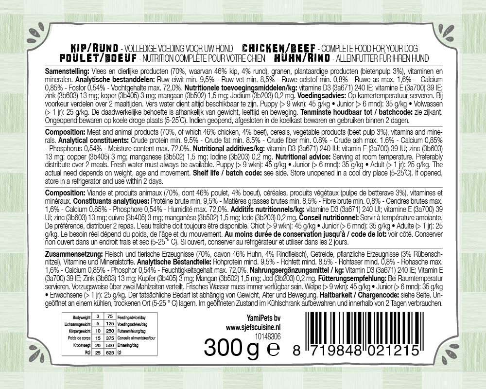 Sjef's Cuisine Special Paté - Hondenvoer - 300 Gram - kip, rund