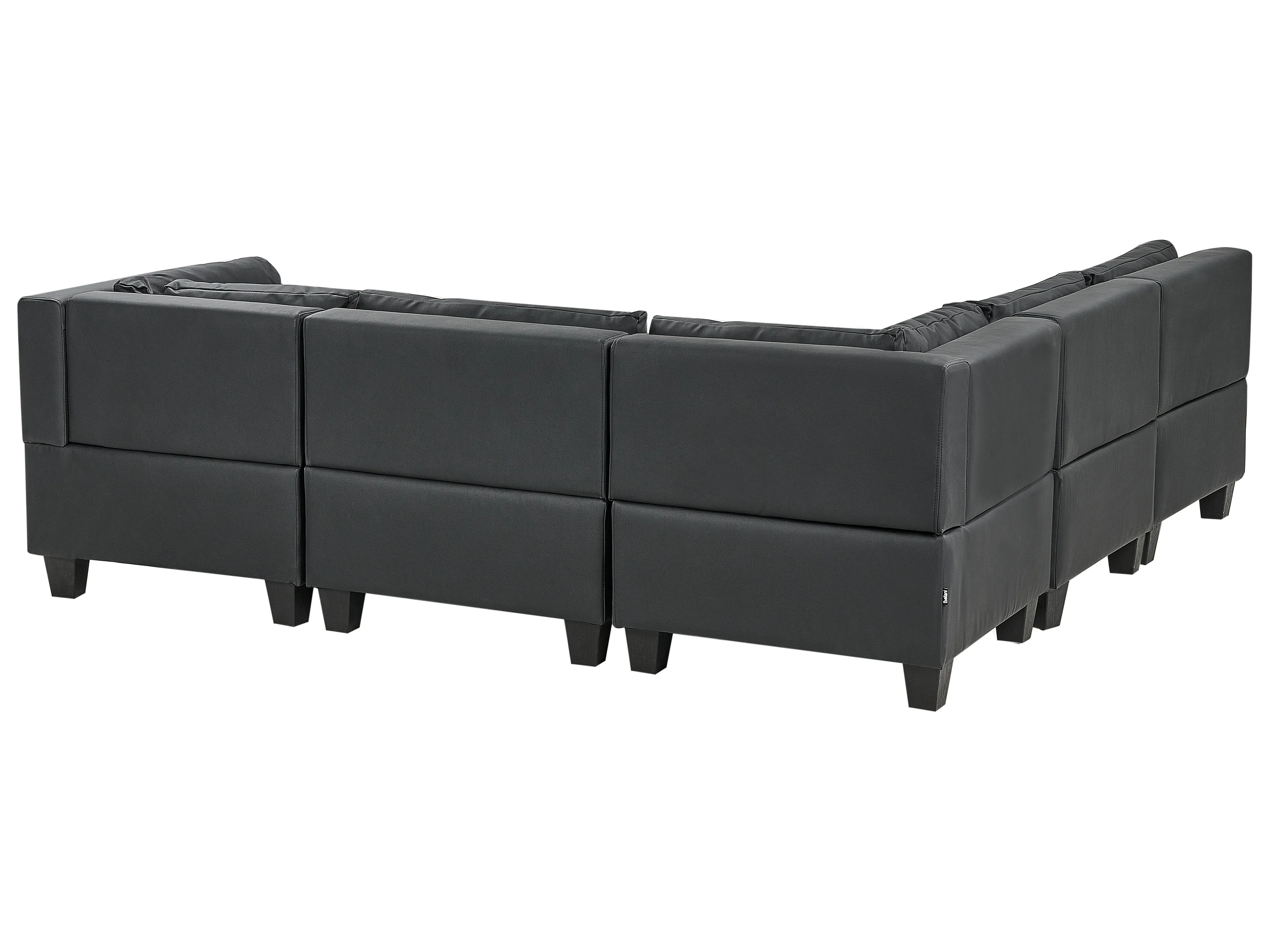 Modulaire hoekbank 5-zits UNSTAD Kunstleer Zwart rechtszijdig