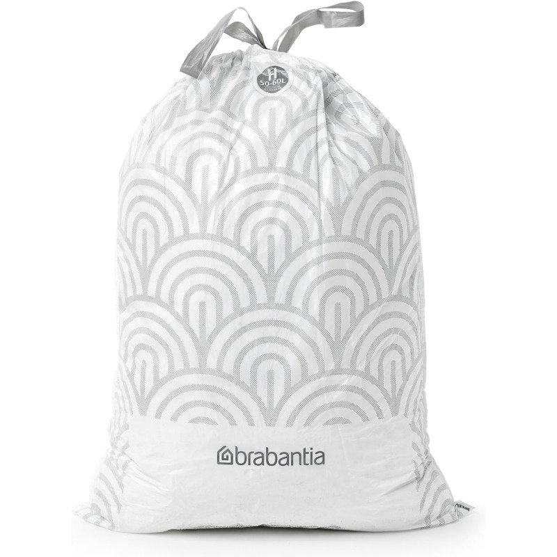 Sac poubelle 50/60 litres à liens coulissants Brabantia H blanc - 10 sacs