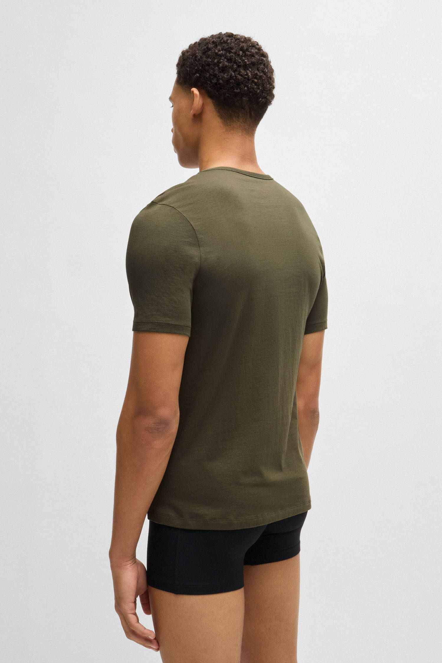 BOSS ondershirt (set van 3) beige/olijfgroen/zwart
