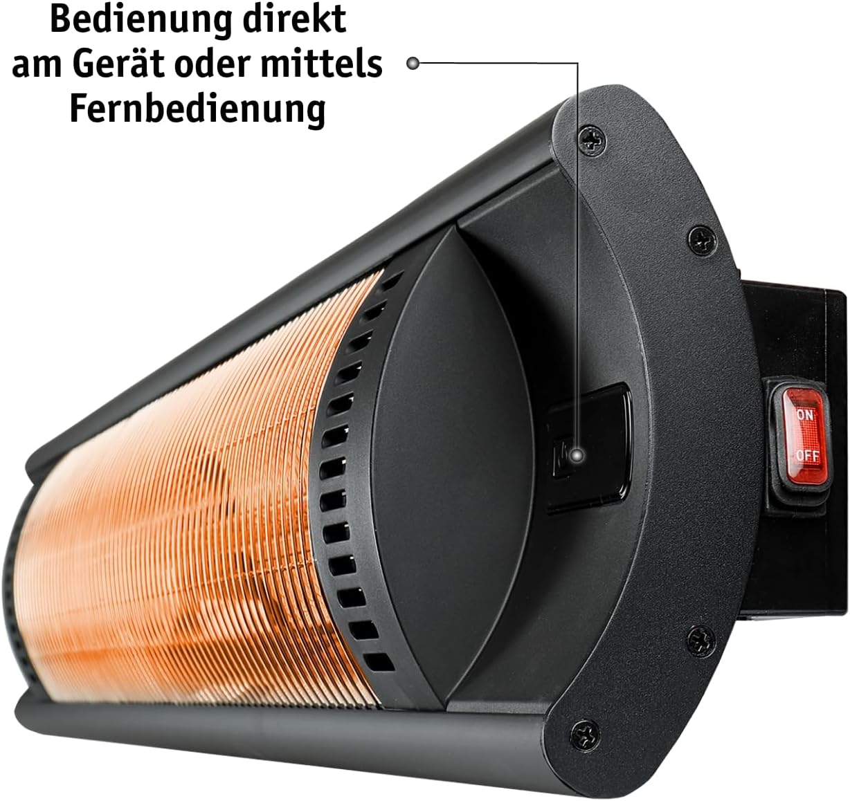 WALTER Professional Infrarot Wandheizstrahler 2000 W, 4 Stufen, Karbon Infrarot-Technologie, Terrassenheizstrahler für Innen- und Außenbereich, Timer Funktion, mit Fernbedienung, inkl Wandhalterung