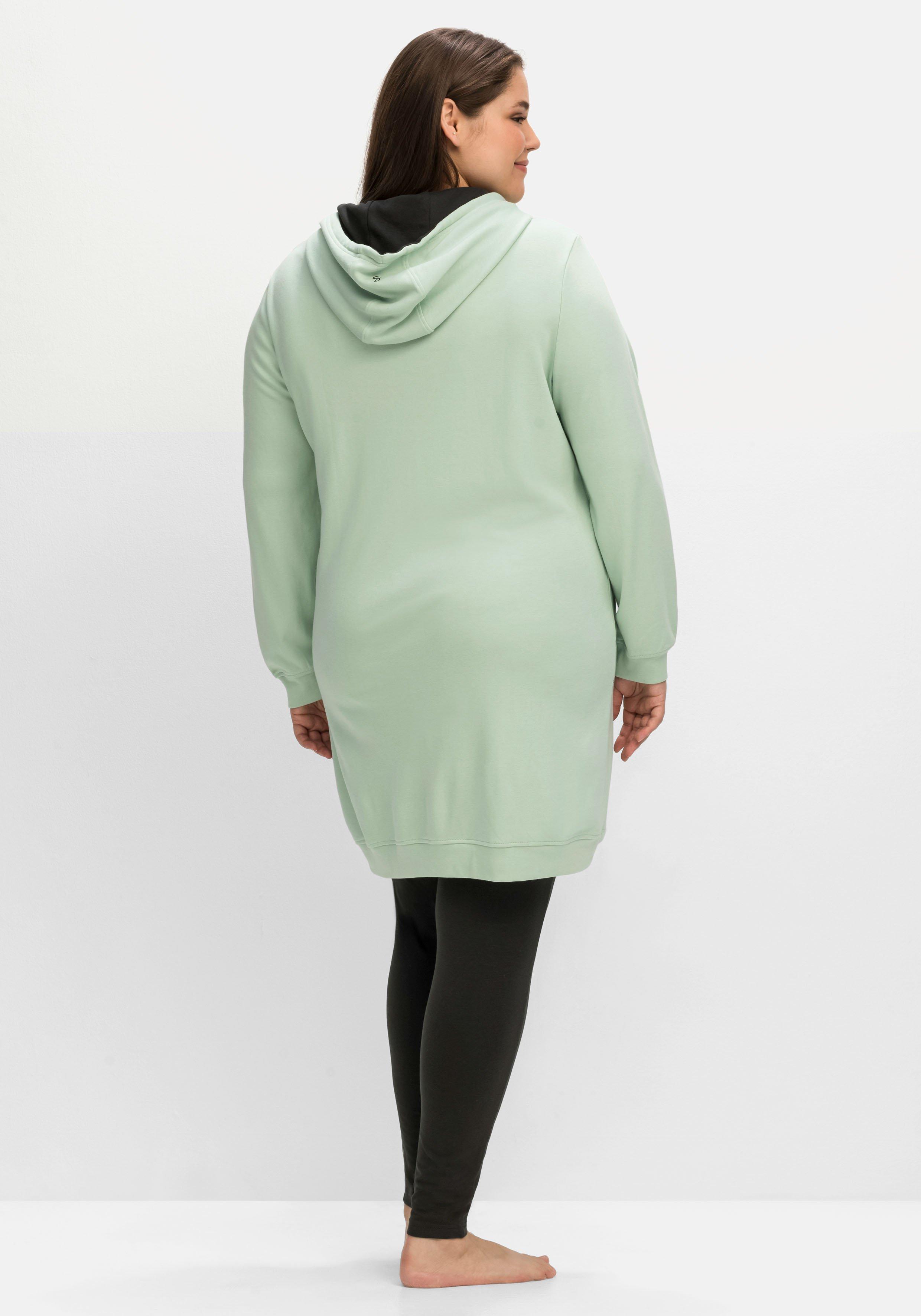 Jersey-Kapuzenkleid mit Kontrastdetails