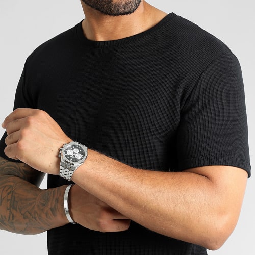 Tee Shirt Oversize Texturé Waffle 2970 Noir