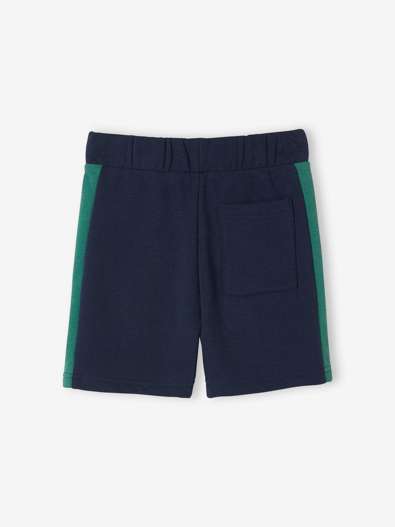 Bermuda esportiva lisa azul-escura para meninos com estampas