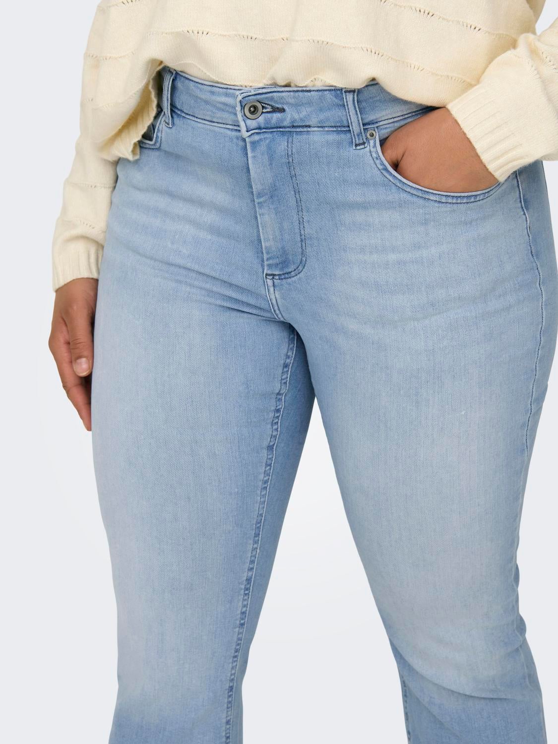 CARWILLY Hohe Taille Ausgestellt Jeans Light Blue Denim