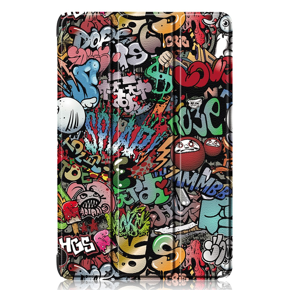 Samsung Galaxy Tab S9 FE Leder Tasche Smart Cover Schutzhülle   S-Pen Halterung - Graffiti