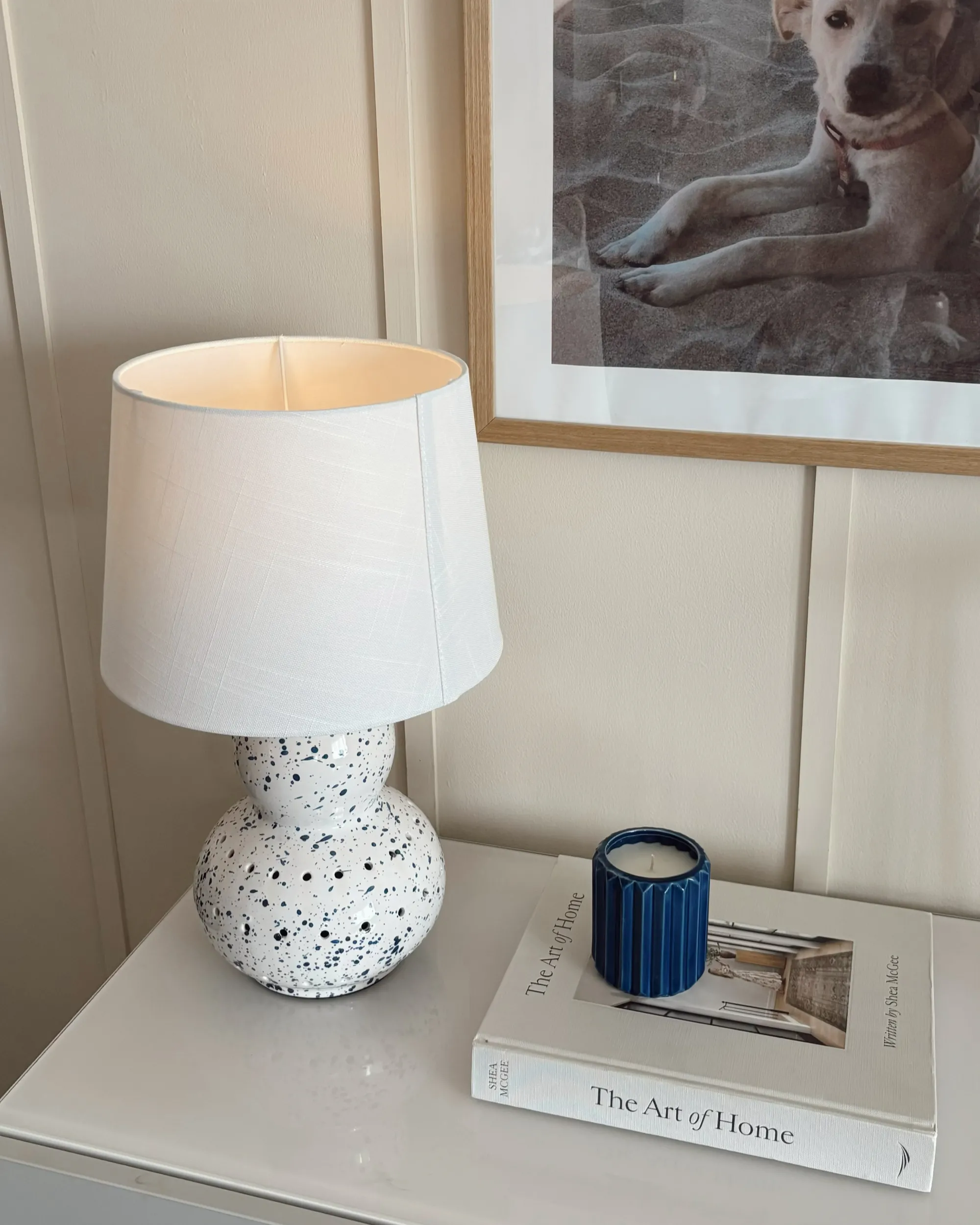 Tafellamp MACAL Keramiek Wit/blauw