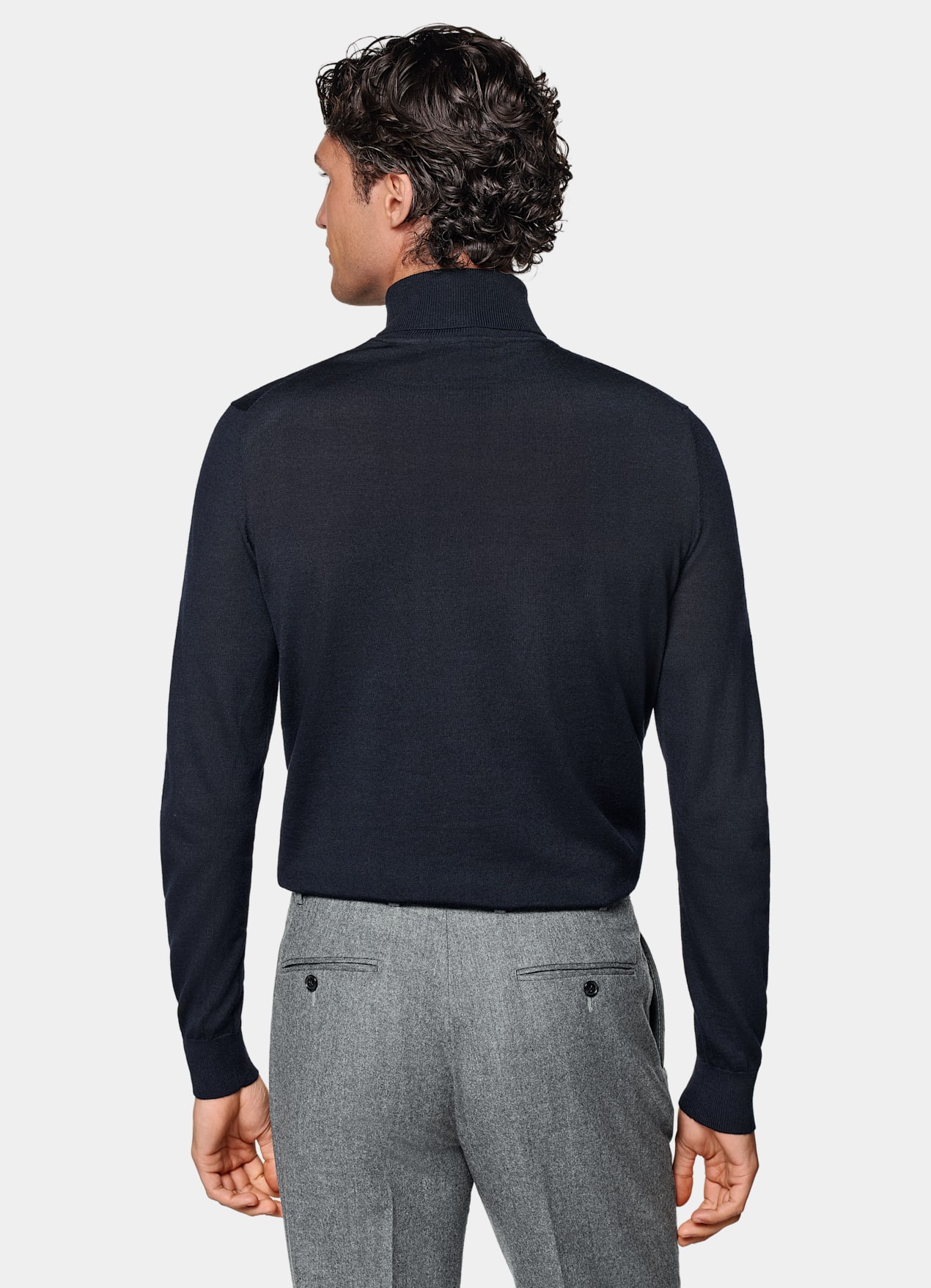 Col roulé Merino bleu marine