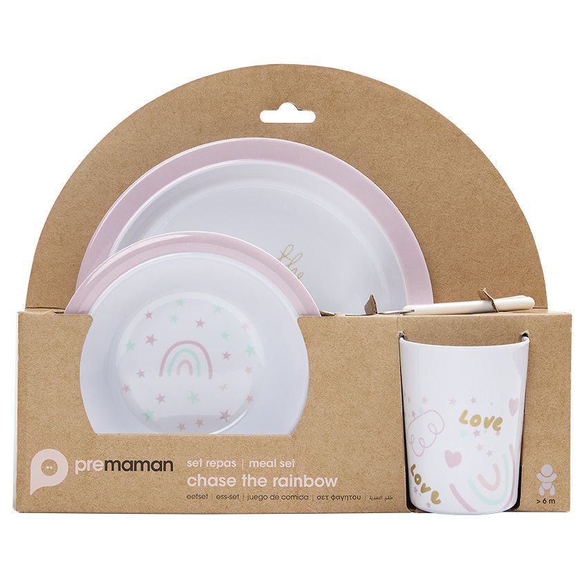 Coffret repas 5 pièces en mélamine The Rainbow - Ecru