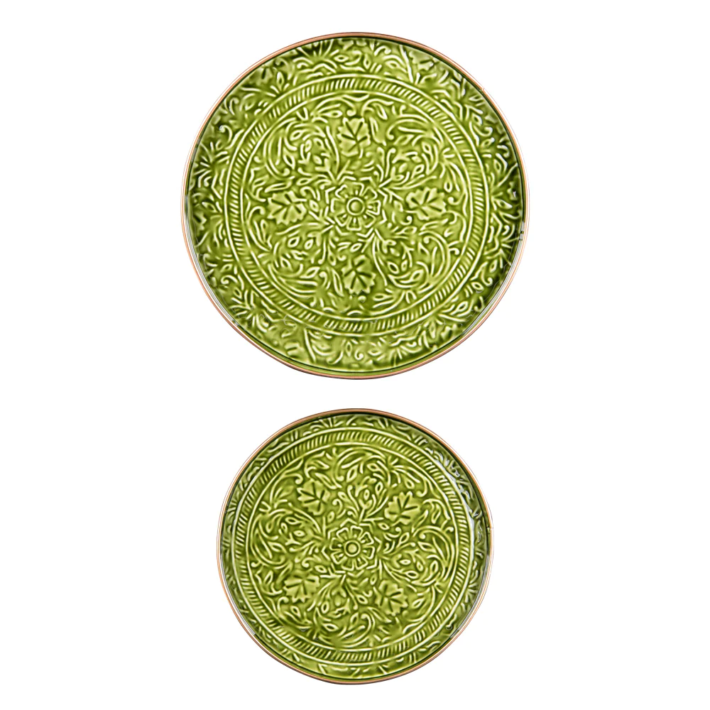 Set de 2 plateaux ronds Tosca vert Table passion