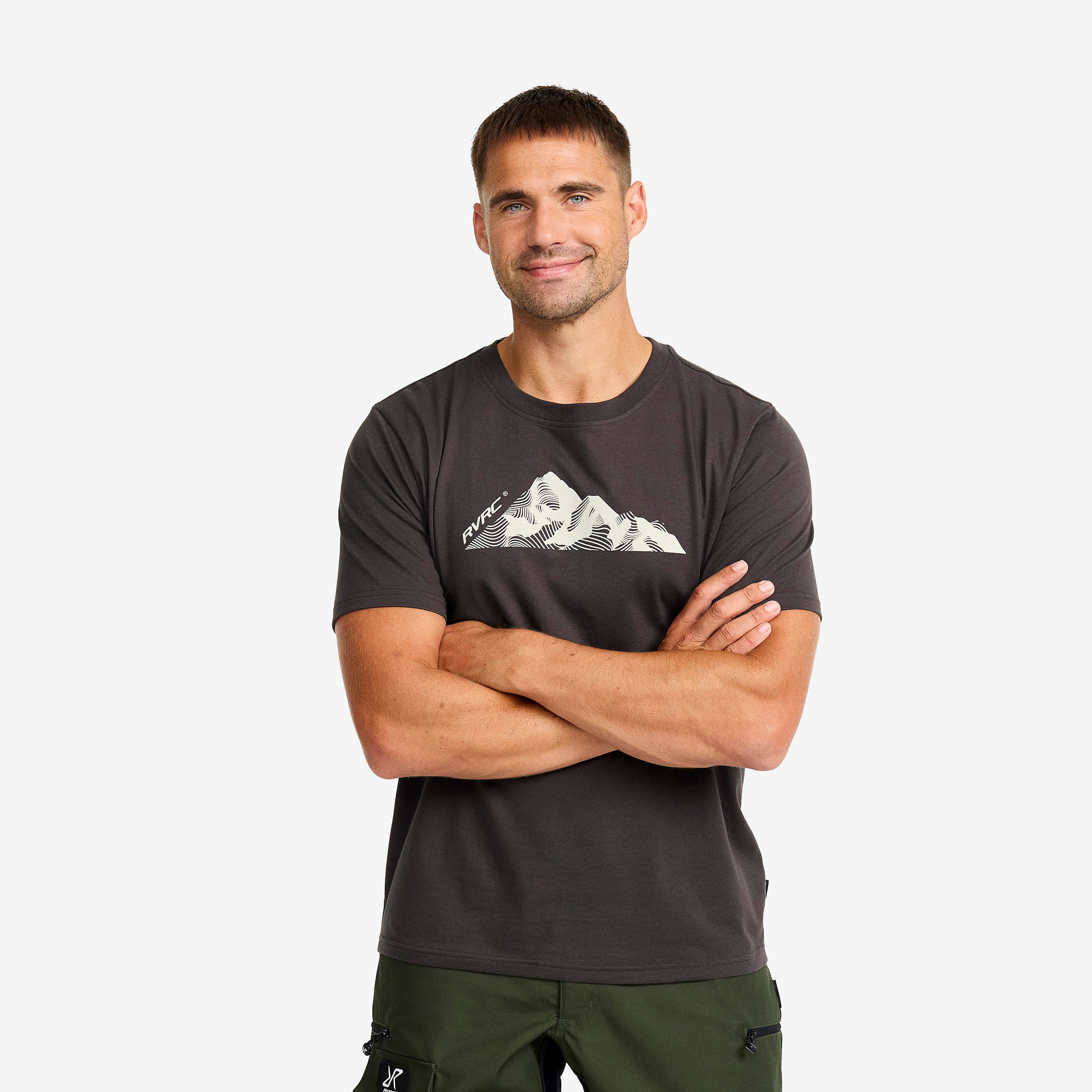 Easy Graphic Mount Lines T-shirt Herre Anthracite