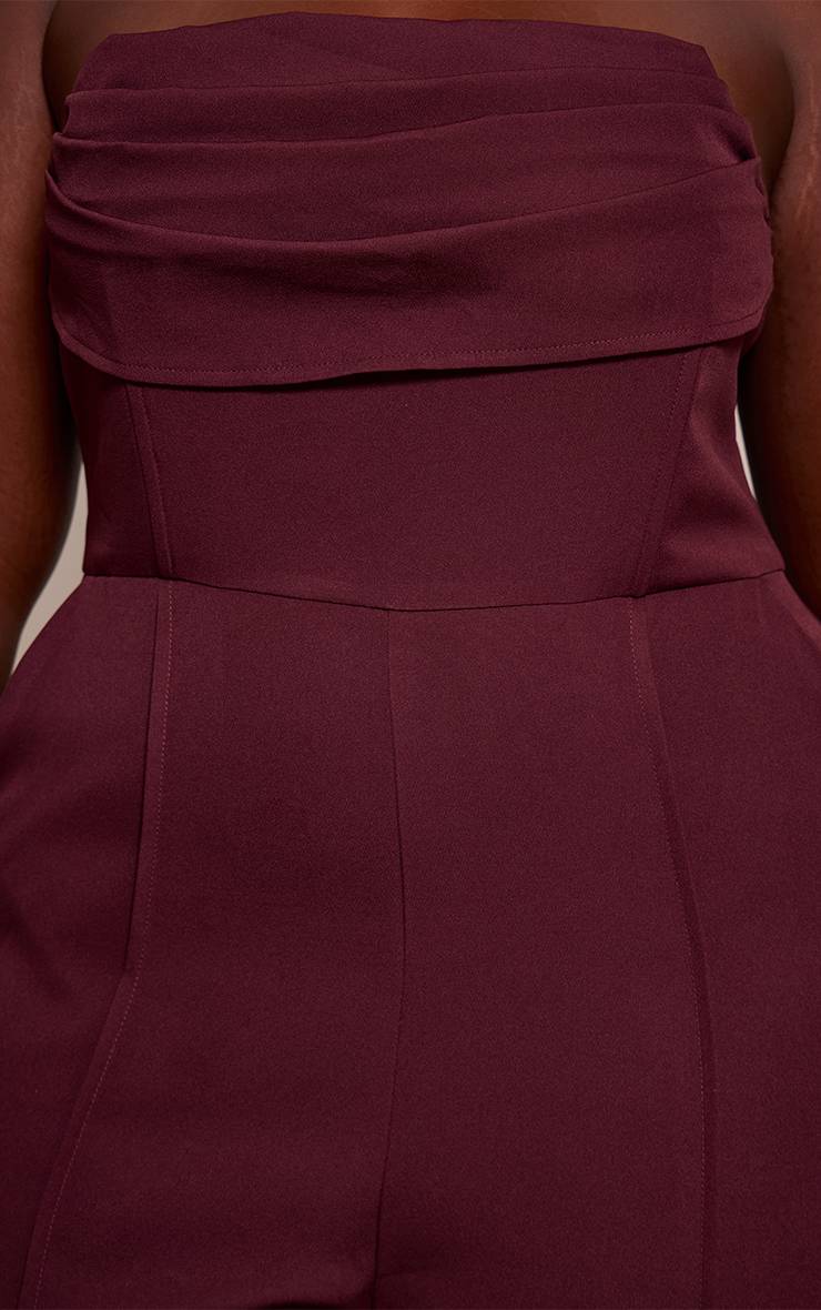 Prune Combinaison Grande Taille Bandeau Col Bénitier Avec Poches