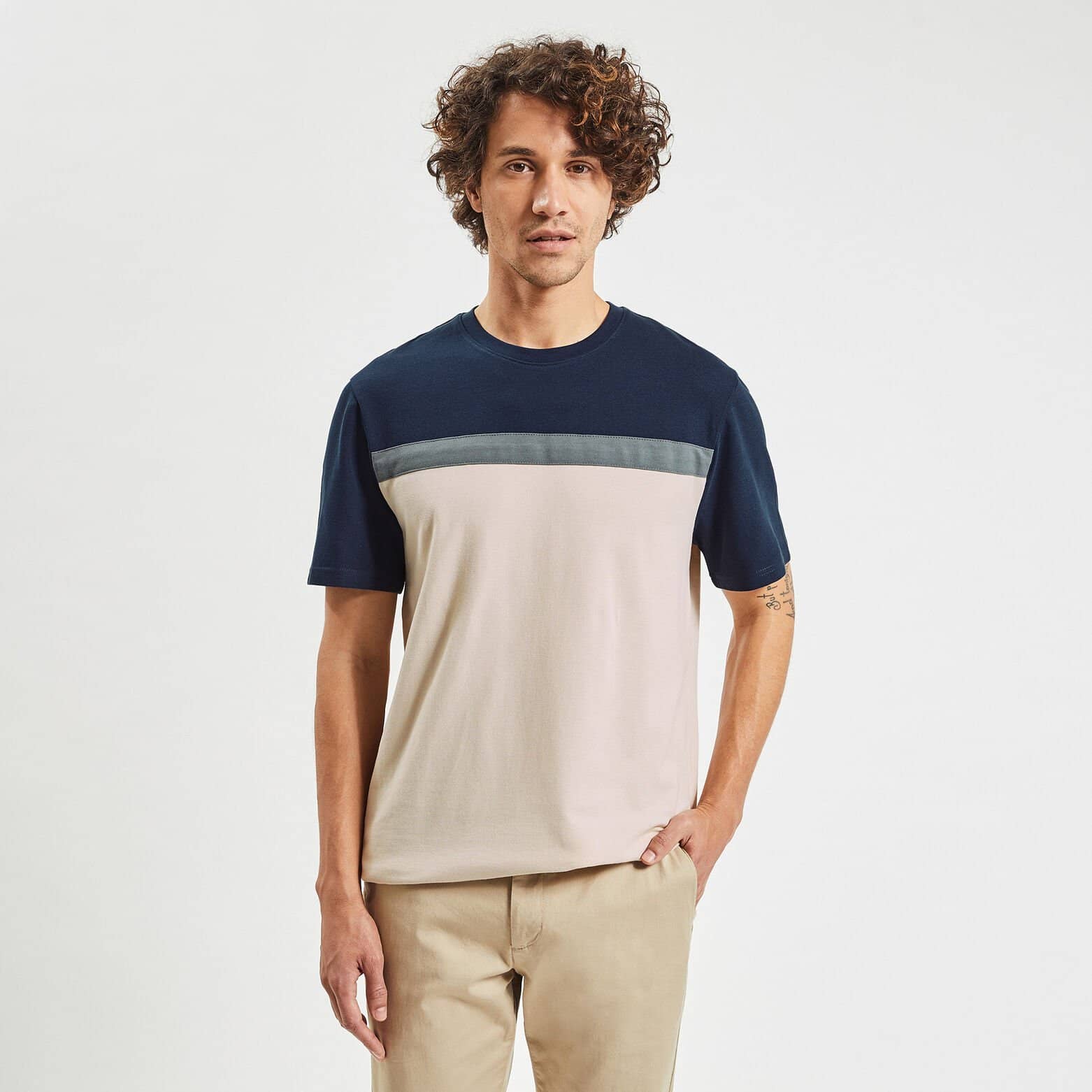 Tee shirt colorblock Beige