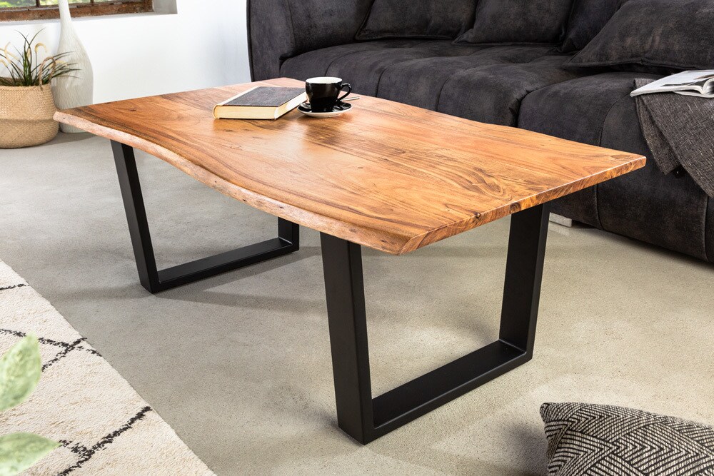 riess-ambiente Couchtisch MAMMUT - 120cm Akazie natur V-Gestell schwarz 2,5cm Tischplatte Massivholz