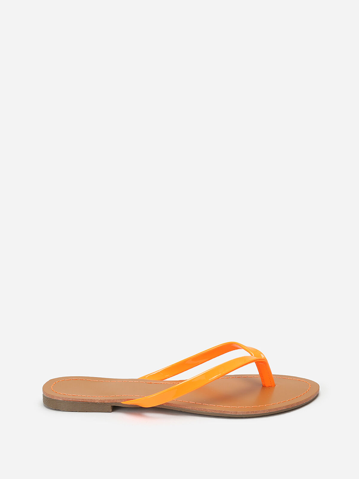 Tongs à bride vernie- orange