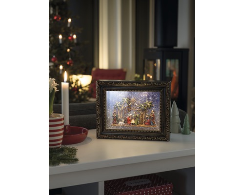 LED-lichtobject Konstsmide fotolijstje Kerststal H 19,5 cm Lichtkleur warm wit werkt op batterijen incl. timerfunctie