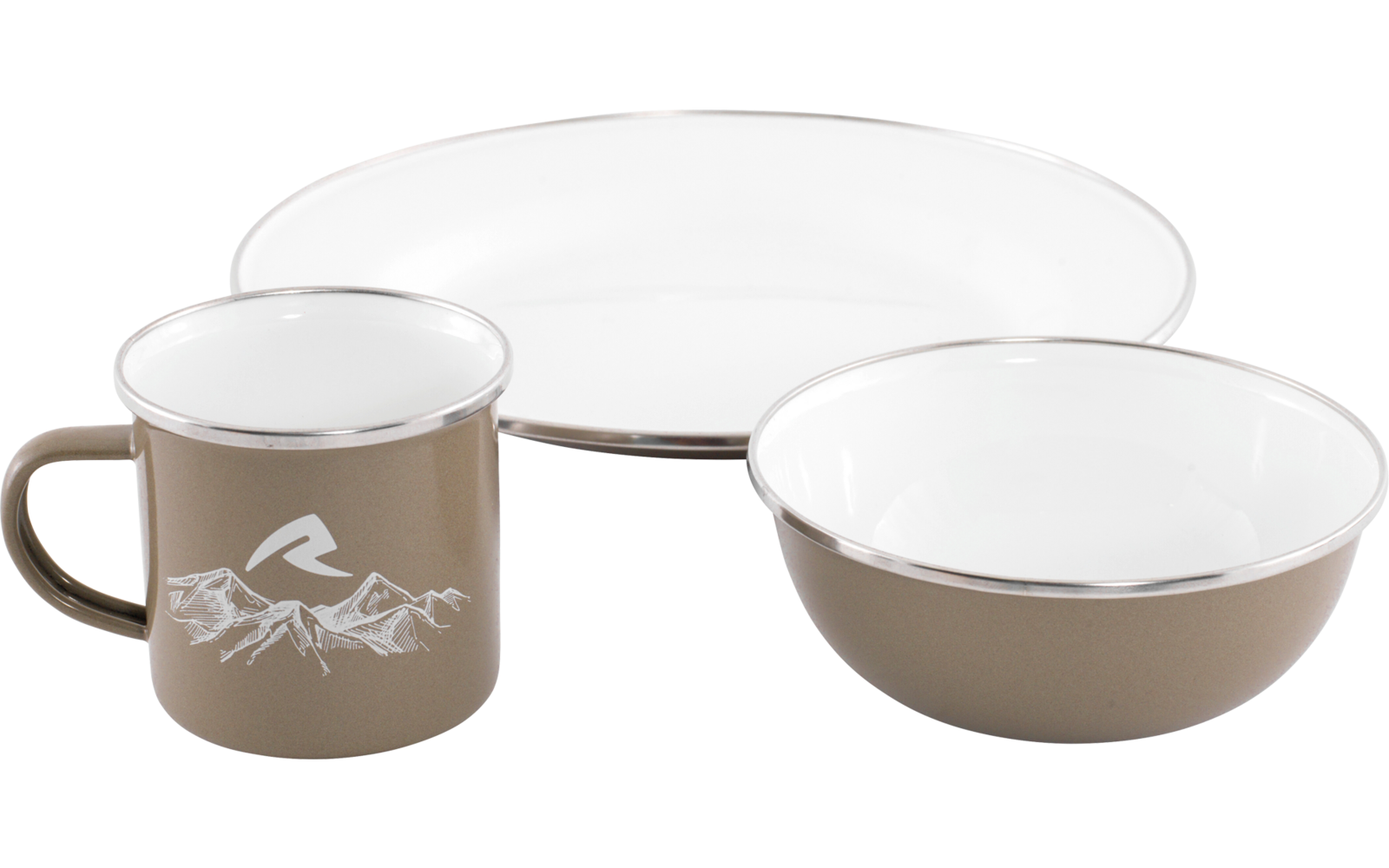Robens Tongass Single Emaille-Set 3-tlg. mit Teller / Suppenteller / Tasse