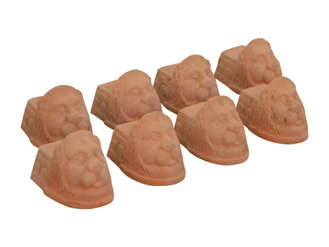 BISCOTTINI Pots de Fleurs Tête de Lion - Pieds en Terre Cuite pour Intérieur et Extérieur - Jardinières - Jardin - 30x8x10 cm - Lot de 8