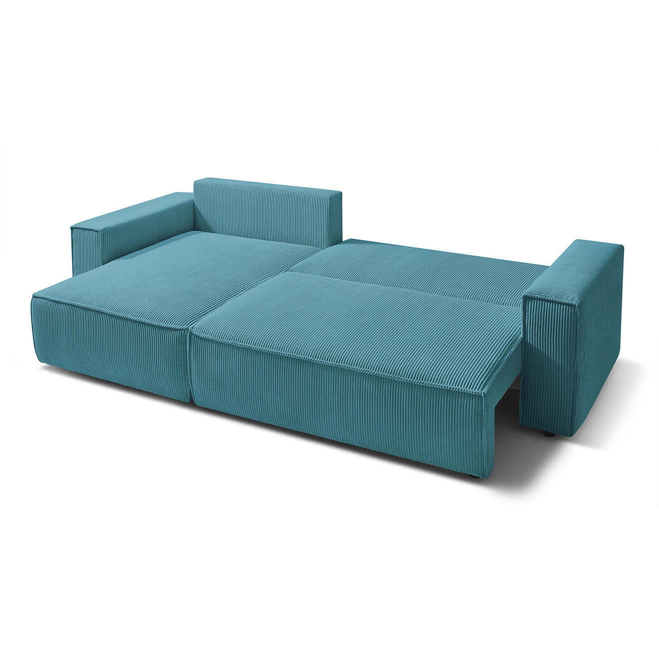 Bobochic Canapé d'angle convertible reversible Nihad en velours côtelé bleu foncé - 282x153 cm