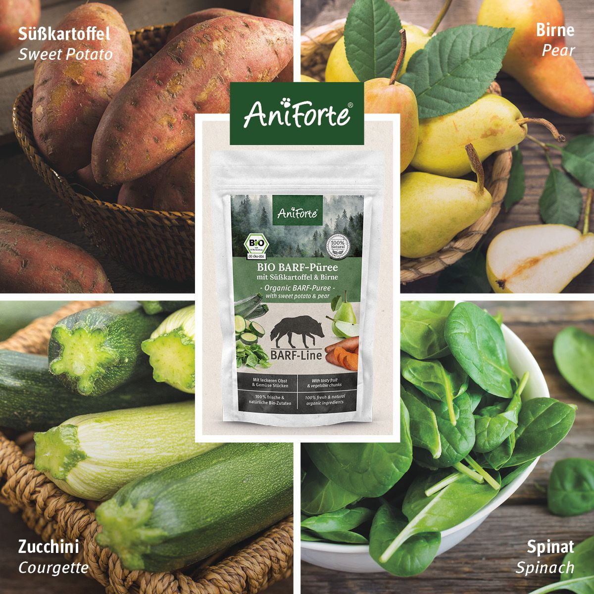 AniForte BIO BARF Püree - Süßkartoffel & Birne 5 x 150g