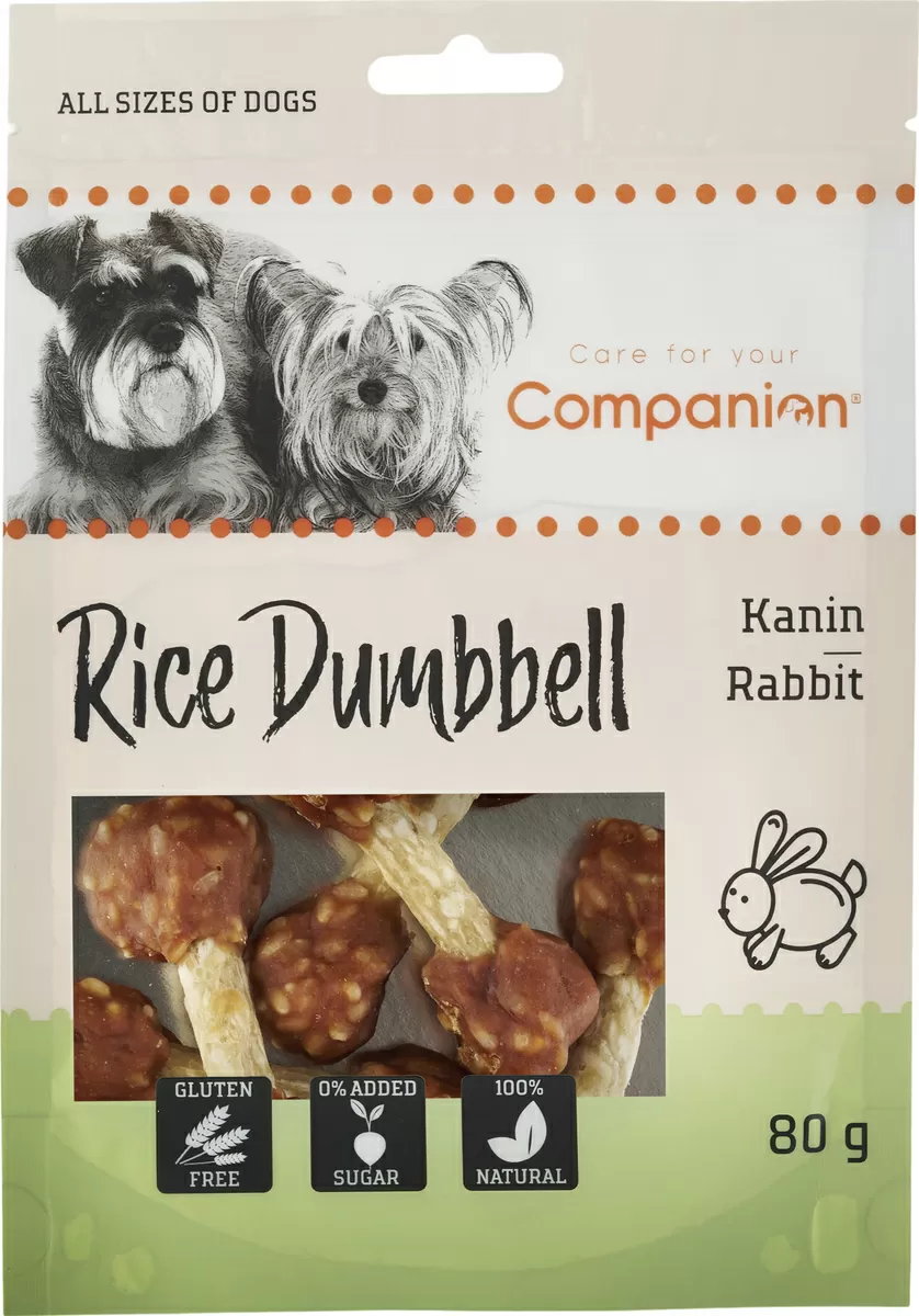 Companion Rabbit Rice Dumbbell, små ben m. kanin - 80 g