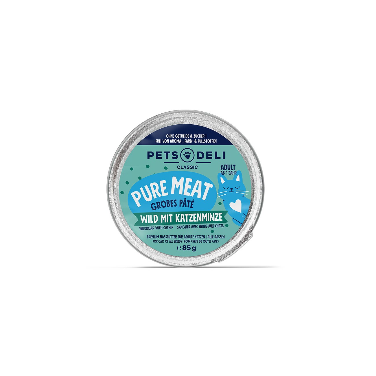 Pets Deli Pure Meat Nassfutter Katze, Adult, Wild mit Katzenminze 12x85 g