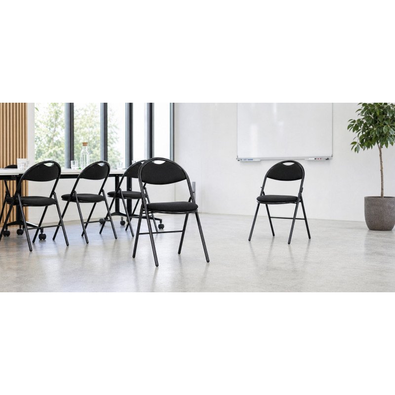 Chaises pliantes SUPER CONFORT - tissu non feu allumette piétement noir
