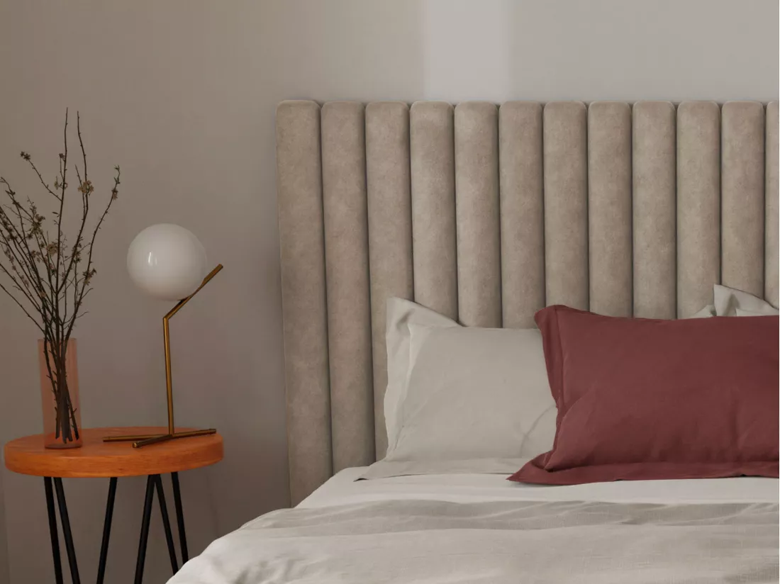 Tête de lit coutures verticales - 200 cm - Tissu - Taupe - SARAH