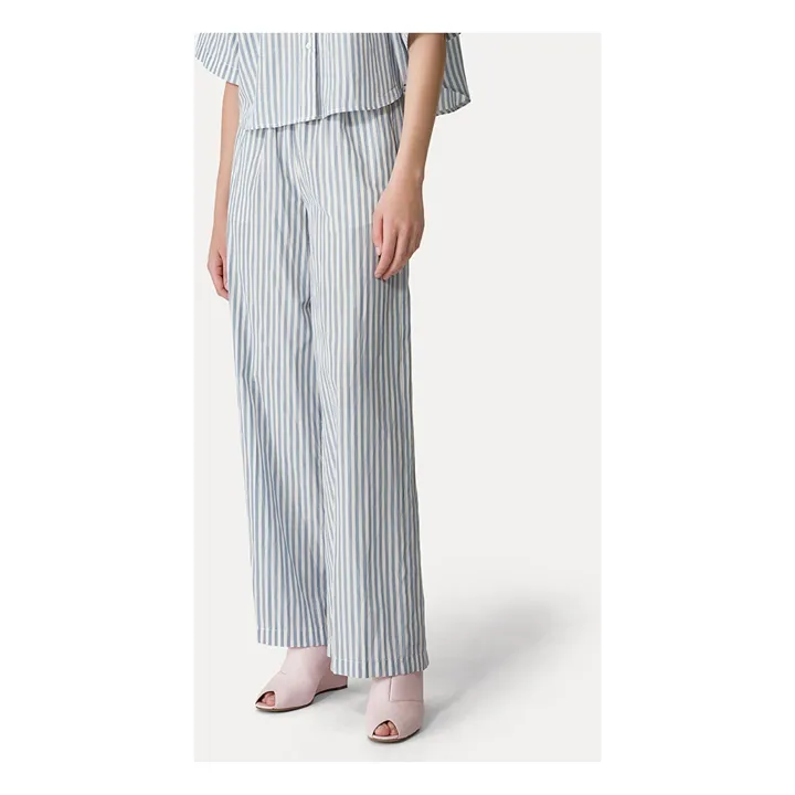 Forte Forte Pantalon Palazzo Rayures Taffetas | Bleu ciel