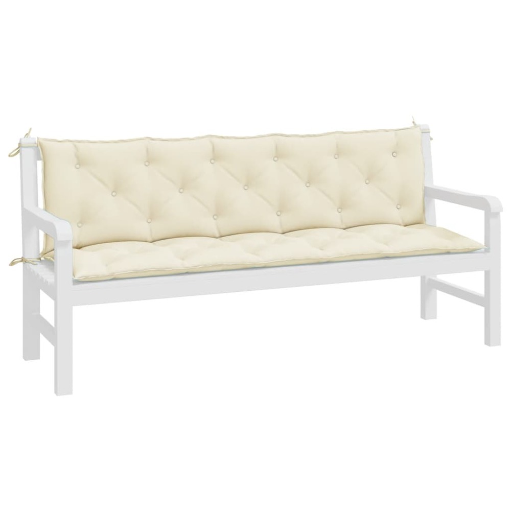 Coussins de banc de jardin 2 pcs blanc crème tissu oxford