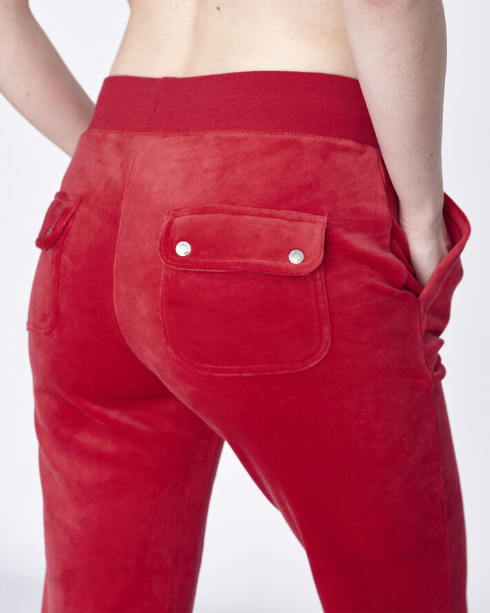 Juicy Couture Del Ray Classic Velour Pant Pocket Design Astor red