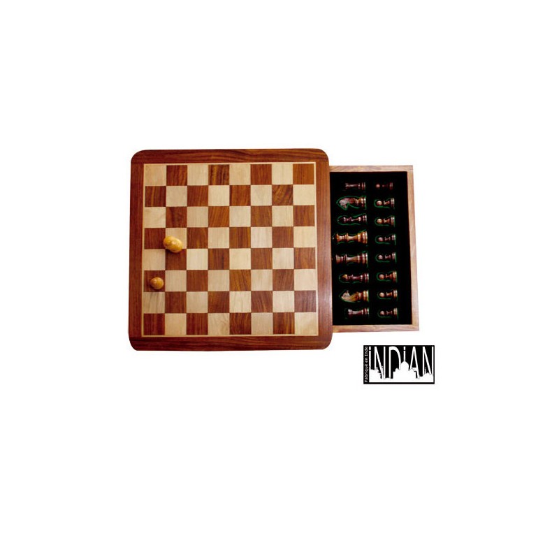 Echecs magnétiques Tiroirs 25x25 Buis/Palissandre