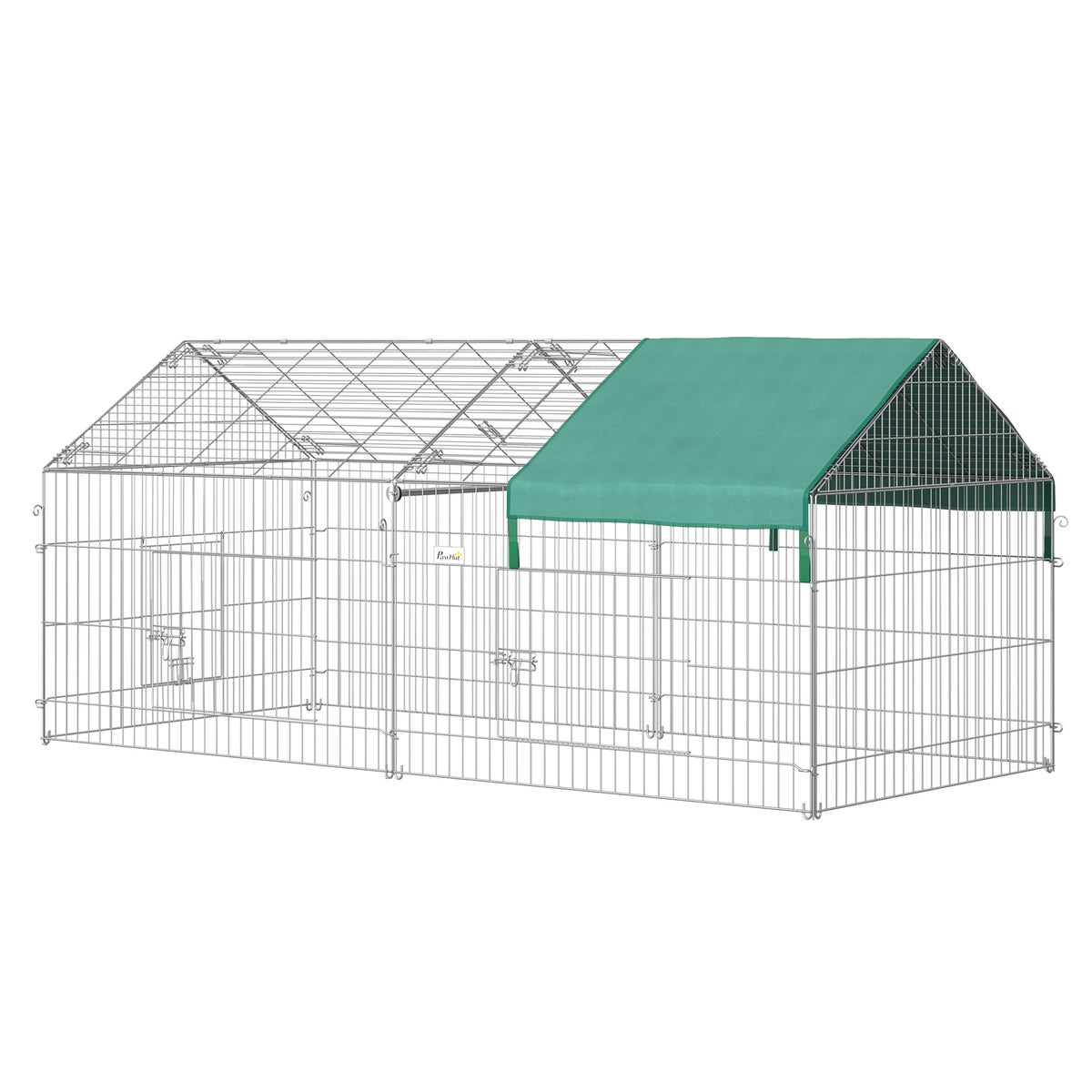 PawHut Outdoor Enclosure, kleine dierenverblijf, 220 x 103 x 103 cm, staal, groen