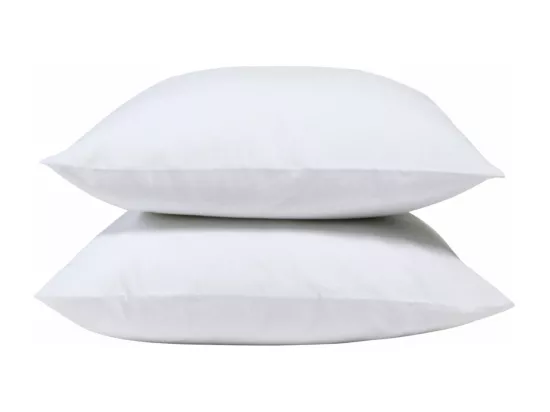 Lot de 2 Taies d'oreiller 100% Percale de coton - Blanc - 65x65cm