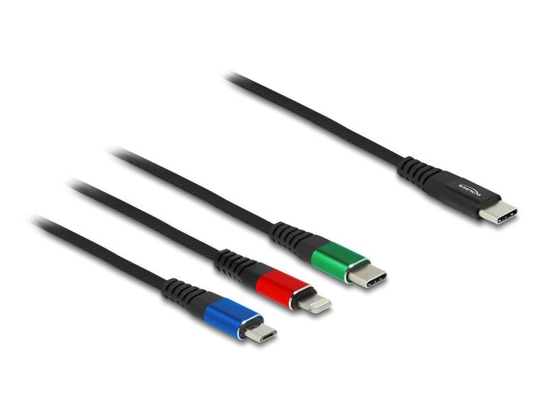 Delock USB-Ladekabel USB C - Lightning/Micro-USB B/USB C 1 Delock USB Ladekabel 3 in 1 USB Type-C zu Lightning / Micro USB / USB Type-C 1 m