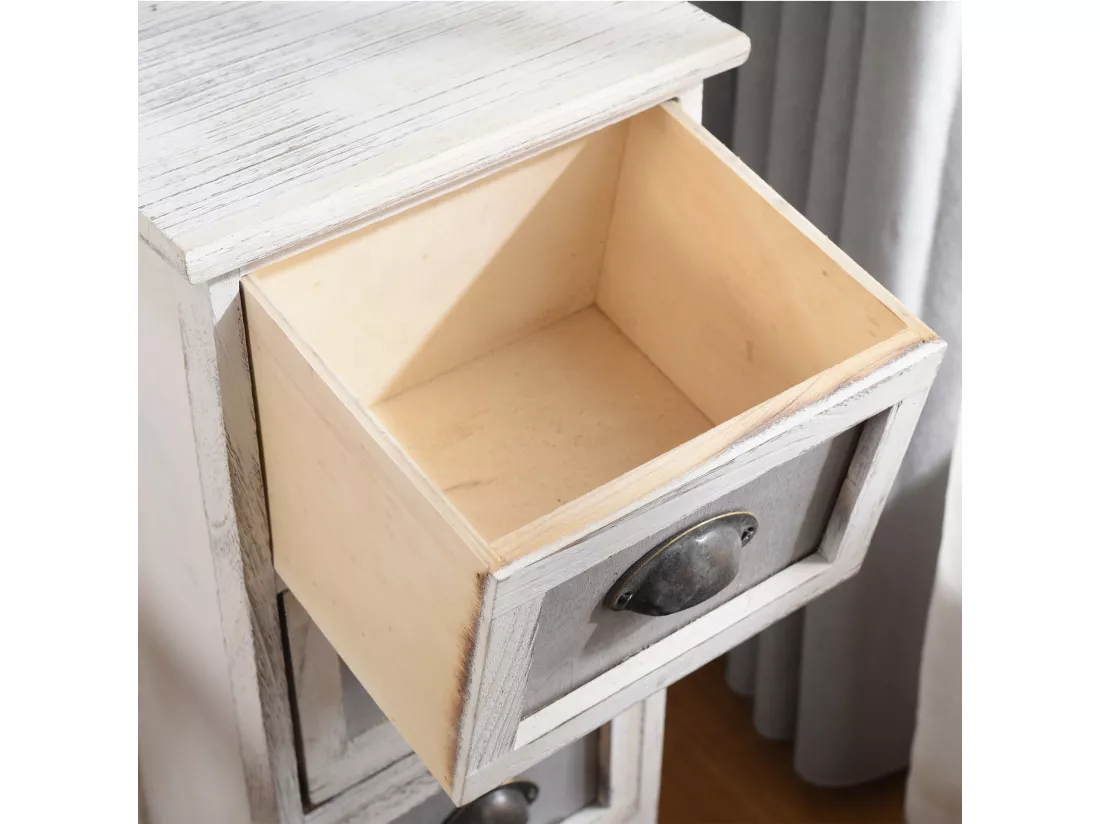 Meuble Chevet 4 Tiroir Bois Blanc Classique 80x29x25