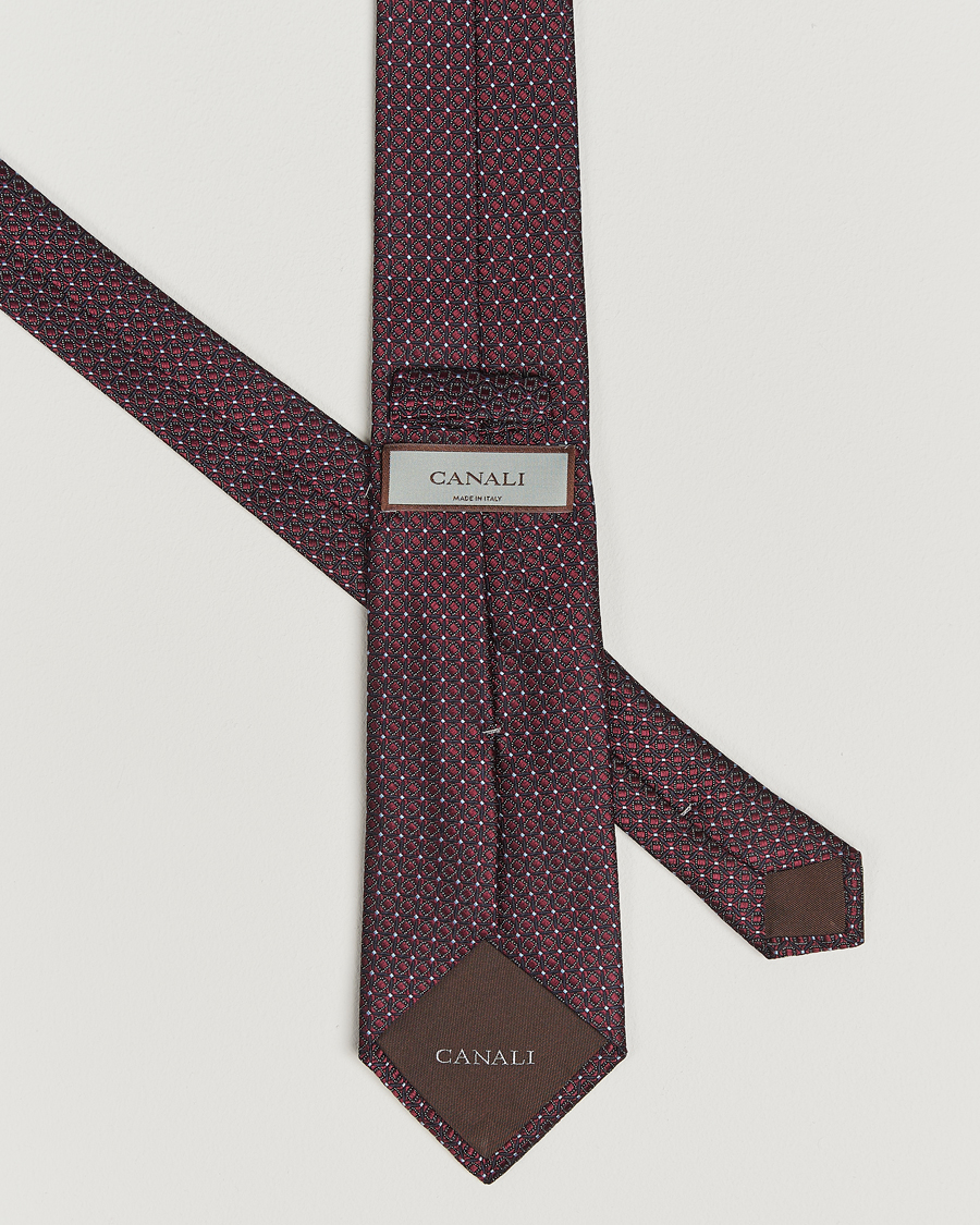 Canali Jacquard Silk Tie Burgundy